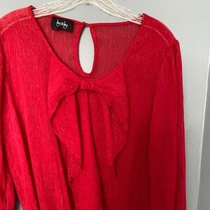 NWT By and By Junior's Top Mid Sleeve Round neckline Red Medium
